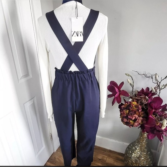 ZARA Women's Navy Jumpsuit with Gold Buttons. NWOT - Picture 2 of 4